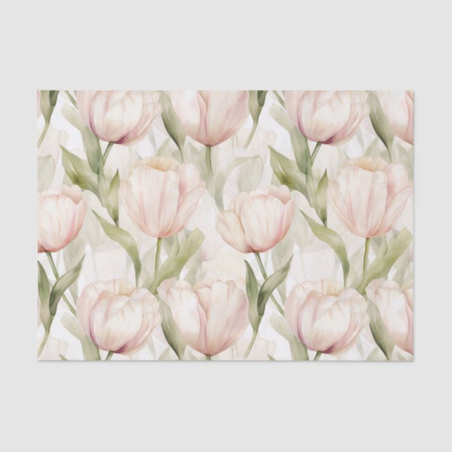 Papel De Seda Casamento Floral bonito Com Creme Rosa Tulipas (Frente )