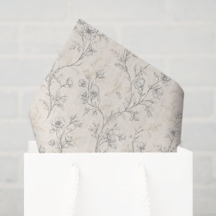 Papel De Seda Casamento Floral Chic Creme
