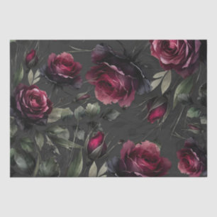 Papel De Seda Casamento Floral Cinza Sombrio Rosas Vermelhas de