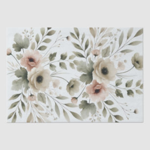 Papel De Seda Casamento Floral de Khaki Olive Green