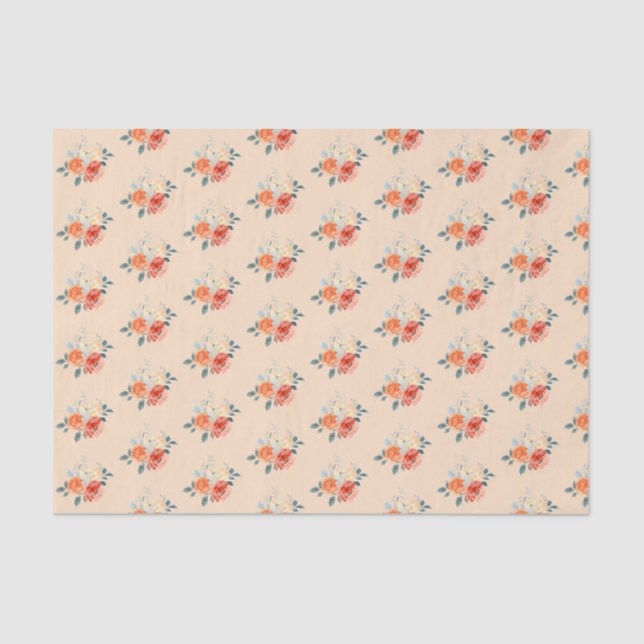 Papel De Seda Casamento Floral Dourado Elegante (Frente )