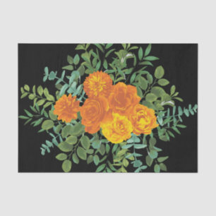 Papel De Seda Casamento Floral Laranja e Gótico Negra