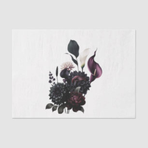 Papel De Seda Casamento Floral Romântico Negro