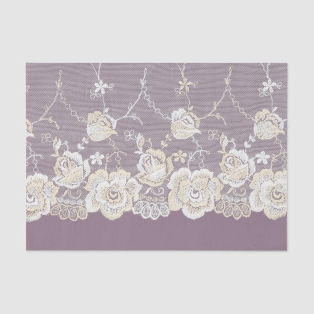 Papel De Seda Casamento Floral Romântico Roxo-Roxo (Frente )