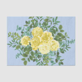 Papel De Seda Casamento Floral Rosa Azul Claro Amarelo e Pálido