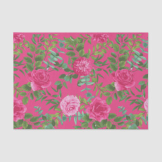 Papel De Seda Casamento Floral Rosa Brilhante