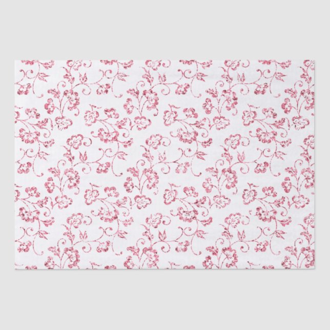 Papel De Seda Casamento Floral Rosa Romântico (Frente )