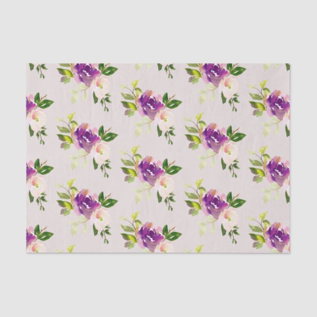 Papel De Seda Casamento Floral Rosa-Rosa-Creme (Frente )