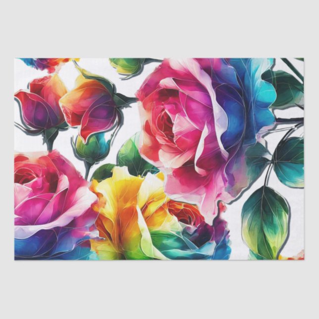 Papel De Seda Casamento Floral Vibrante Preto e Branco Rosas Arc (Frente )