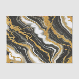 Papel De Seda Casamento Glam Vista Mármore Preto Branco Dourado