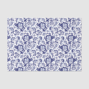 Papel De Seda Casamento holandês floral azul de Delfts Blauw