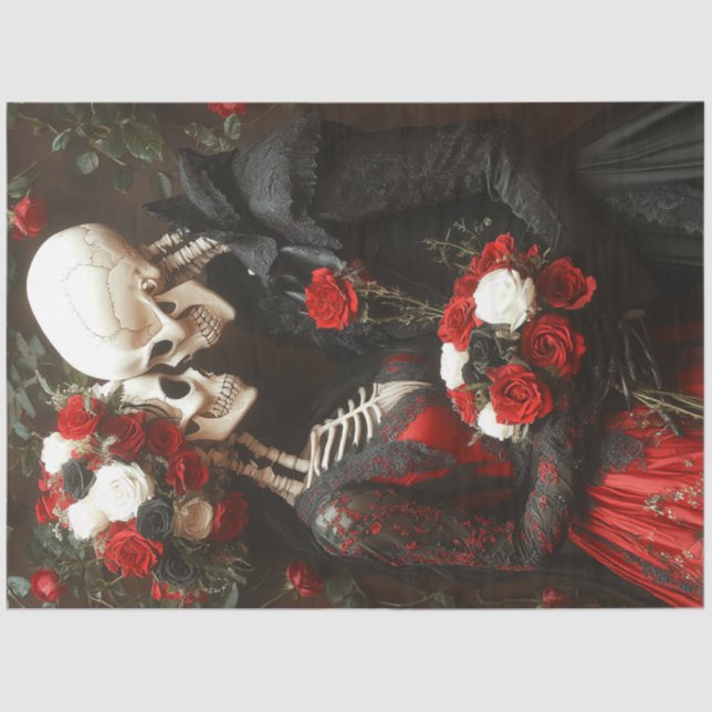 Papel De Seda Casamento Imunológico de Dissociação Preto e Verme (Frente )