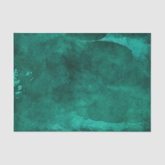 Papel De Seda Casamento Moderno Emerald Green Watercolor (Frente )