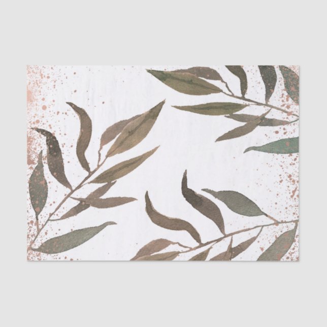 Papel De Seda Casamento Moderno Glamour Botânico em Rosa Dourado (Frente )