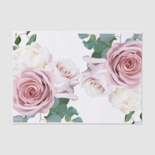 Papel De Seda Casamento Moderno Verde Floral Rosa Roses