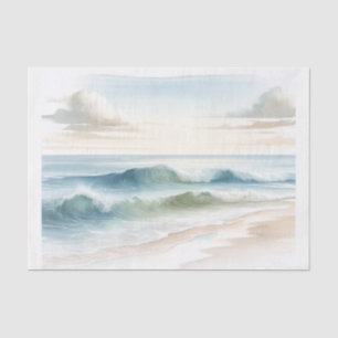 Papel De Seda Casamento na Praia com Ondas de Aquarela à Beira-M