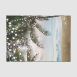 Papel De Seda Casamento na Praia Tropical com Palmeiras e Luzes