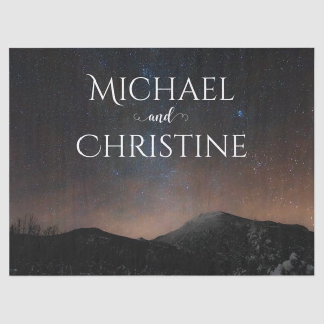 Papel De Seda Casamento noturno sob as estrelas (Frente )