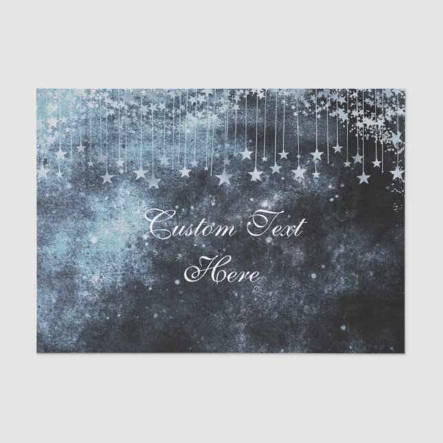 Papel De Seda Casamento Personalizado de Watercolor Starry Night (Frente )