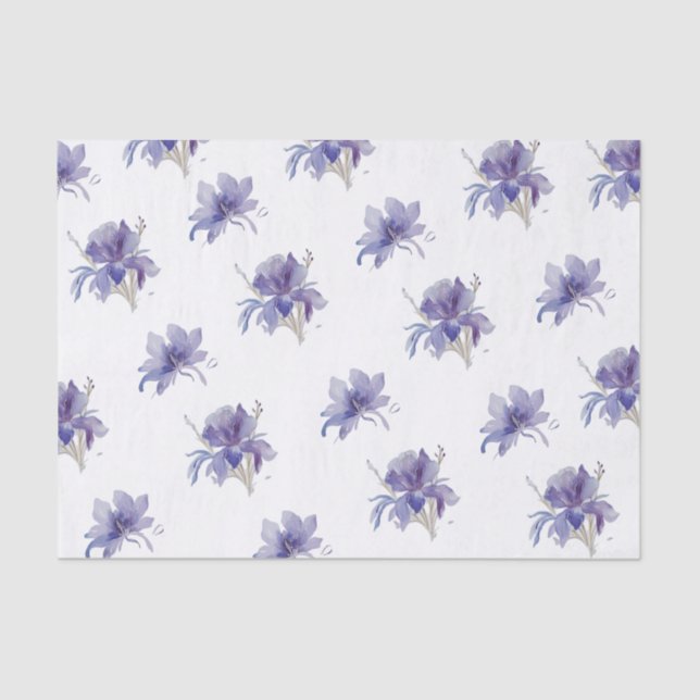 Papel De Seda Casamento Purple Iris Watercolor (Frente )
