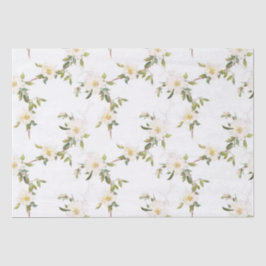 Papel De Seda Casamento Romântico White Floral