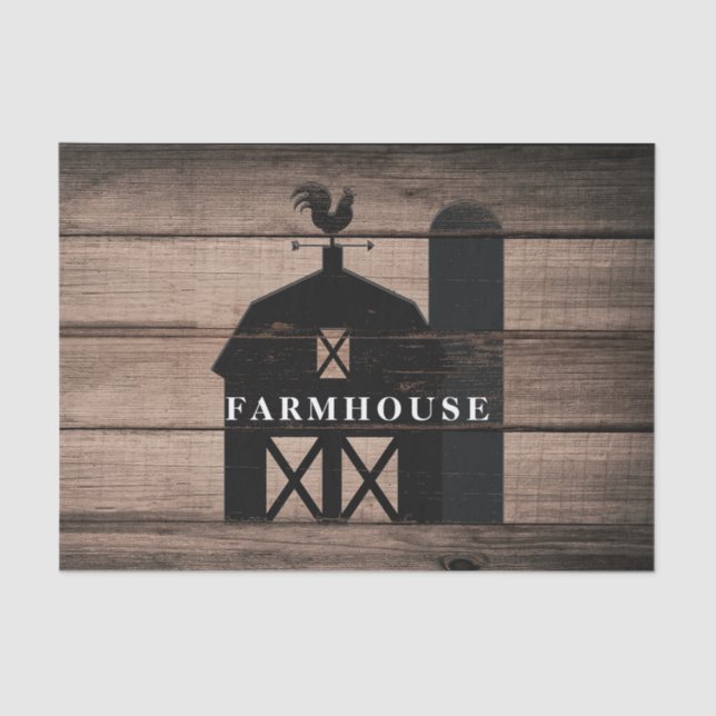 Papel De Seda Casamento Rustic Weathered Wood Black Barn Country (Frente )