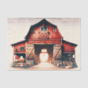 Papel De Seda Casamento Rústico do Velho Barn Vermelho