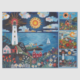 Papel De Seda Casas de Luz de Arte Folclórica Coloridas