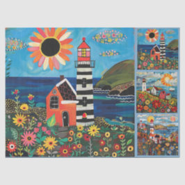 Papel De Seda Casas de Luz de Arte Folclórica Coloridas