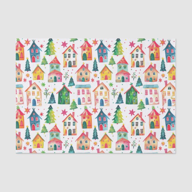 Papel De Seda Casas de Natal bonitas (Frente )