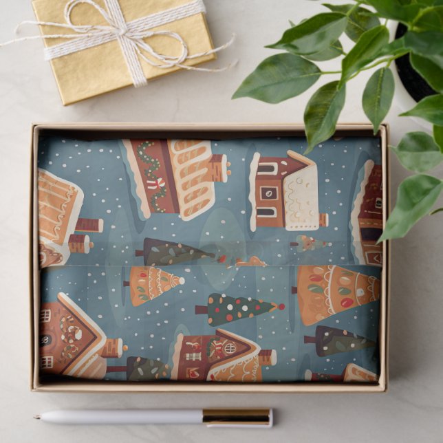 Papel De Seda Casas e árvores de gengibre (Presente)