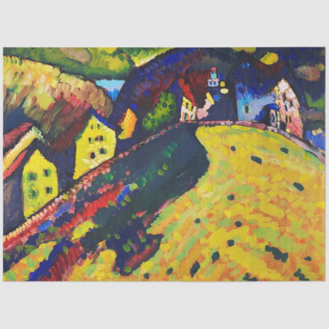Papel De Seda Casas em Murnau, Wassily Kandinsky (Frente )