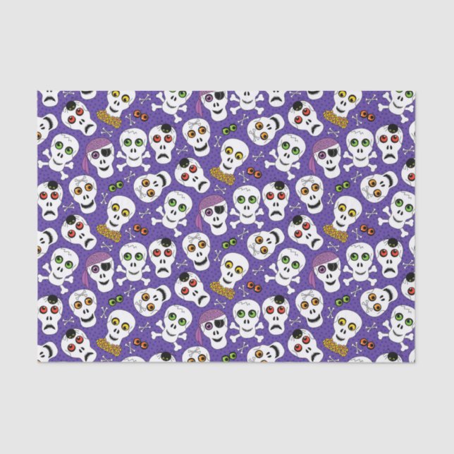 Papel De Seda Cascas bonitas de Halloween em roxo (Frente )