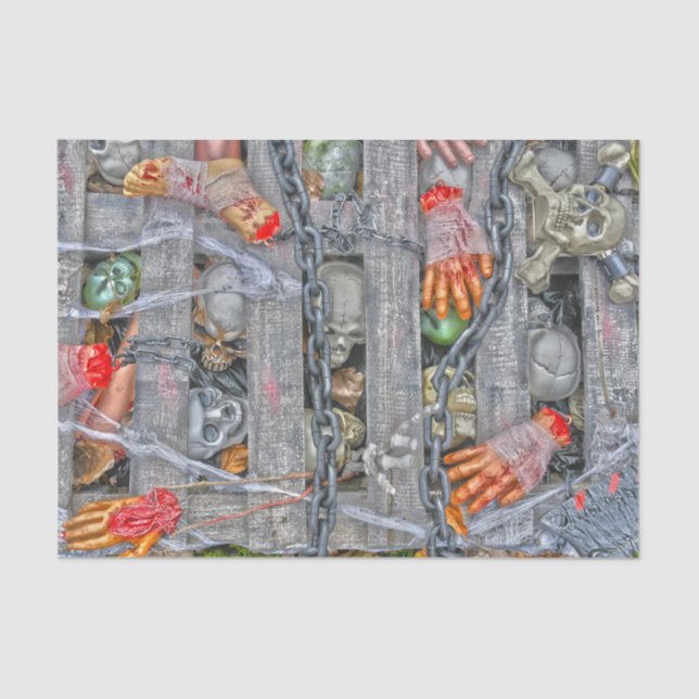 Papel De Seda Cascas De Halloween Góticas Cadeias E Partes De Co (Frente )