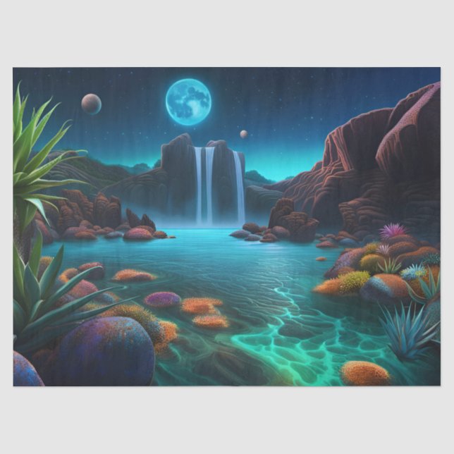 Papel De Seda Cascata em um planeta distante (Frente )