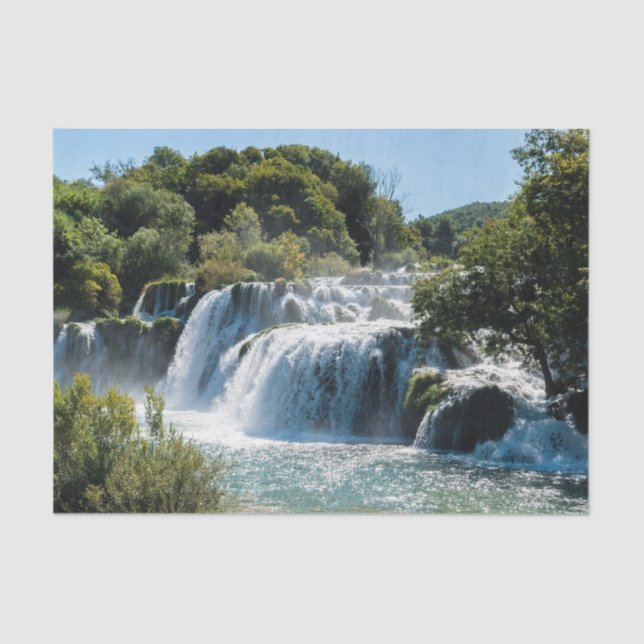 Papel De Seda Cascata no Parque Nacional de Krka - Dalmácia, Cro (Frente )