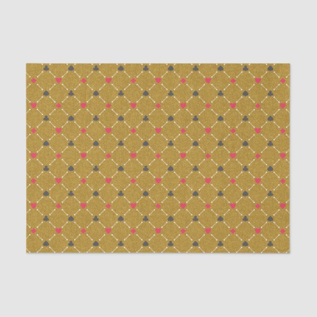 Papel De Seda Casino Vermelho, Dourado Traje de pôquer preto (Frente )