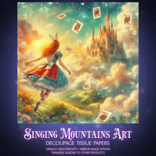Papel De Seda Castelo de Fantasia de Alice nas Nuvens Decoupage (Criador carregado)