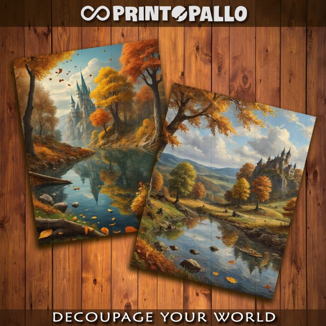 Papel De Seda Castelo e um rio no outono (Criador carregado)