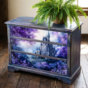 Papel De Seda Castelo Espiral Índigo Gótico Aquarela Roxo