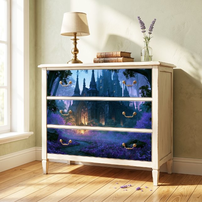 Papel De Seda Castelo Gótico da Floresta Roxa Estrelada Decoupag (Criador carregado)