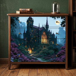 Papel De Seda Castelo Gótico Decoupage com Lua Cheia Brilhante