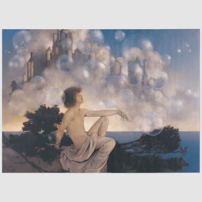 Papel De Seda Castelos no Ar de Maxfield Parrish 1904 Fantasia V (Frente )