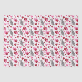 Papel De Seda Cat Hearts Valentine's Tissue Paper