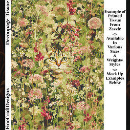 Papel De Seda Cat Hidden in a Wildflower Meadow EX3 Decoupage