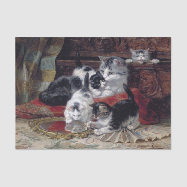 Papel De Seda Cat & Kittens ・ Henriette Ronner-Knip (1821-1909) (Frente )