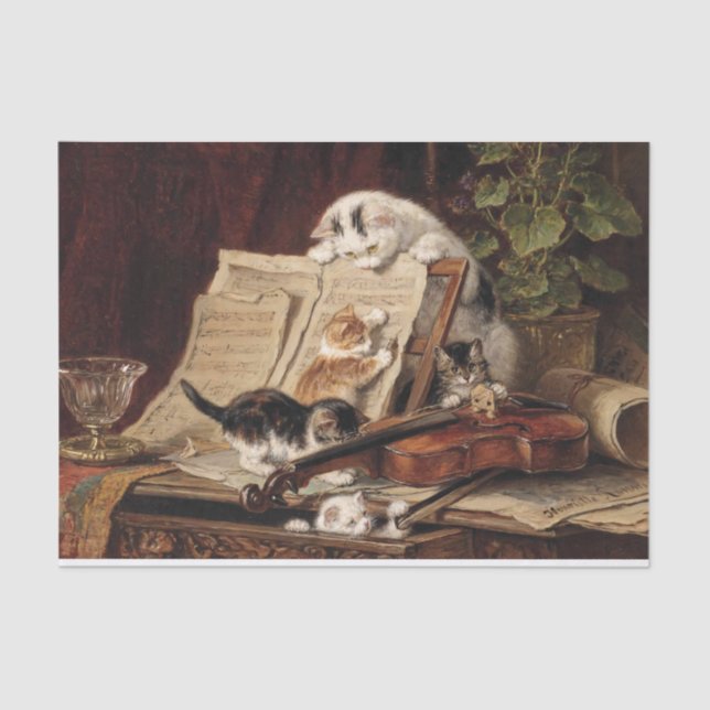 Papel De Seda Cat & Kittens ・ Henriette Ronner-Knip (1821-1909) (Frente )