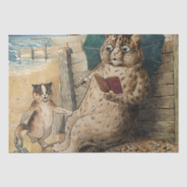 Papel De Seda Cat Lendo um Livro de Louis Wain