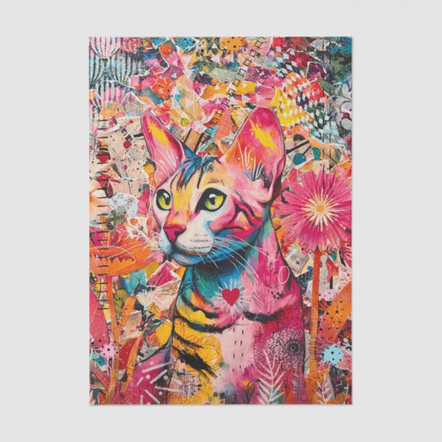 Papel De Seda Cat Mixed Mixed Paper Collage Tissue Paper (Frente )