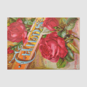 Papel De Seda Catálogo antigo 10" das rosas vermelhas X 15"